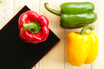 sweet chilli on wooden table.