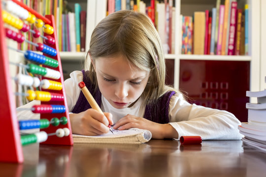 Girl doing homework