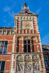 Historic building of Amsterdam central railway station (1889).