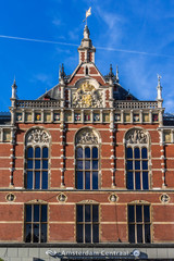 Historic building of Amsterdam central railway station (1889).