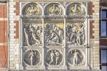 Historic building of Amsterdam central railway station (1889).