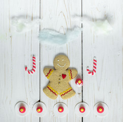 Gingerbread cookie man, on the white background