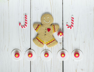 Gingerbread cookie man, on the white background