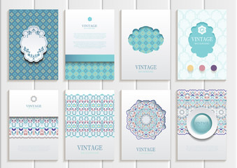 Stock vector set of brochures in vintage style