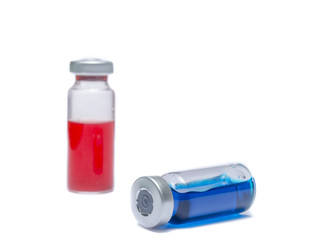 Injection ampule and disposable syringe show medicine concept