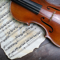 violin with music sheets
