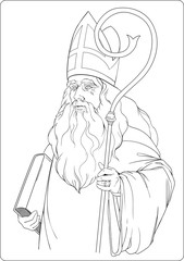 black and white image of santa claus.sinterklaas