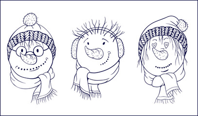 black and white images of snowman's face 2