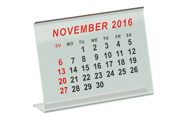 November 2016 calendar