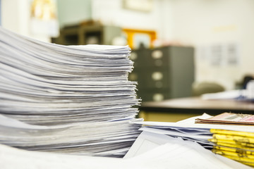A pile of documents Desk