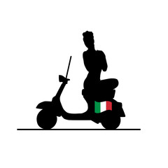 girl on scooter italy vector silhouette