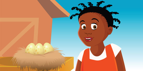 cartoon vector illustration of a farm with eggs
