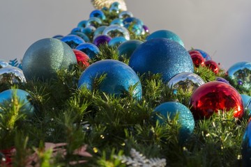 Christmas tree decorated with glass colorful balls
