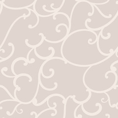 seamless wallpaper vector with hand drawn curls and swirls in abstract lace pattern in brown and beige or colors of your choice, Victorian or vintage seamless vector
