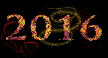 Happy New Year 2016 with floral text