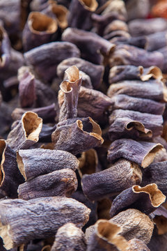 Strings of dried vegetables: eggplant or aubergines