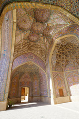 Beautiful Wall and ceiling of Nasir Al-Mulk Mosque in Shiraz, Ir