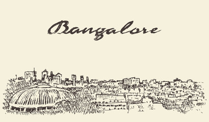 Bangalore skyline India illustration drawn sketch