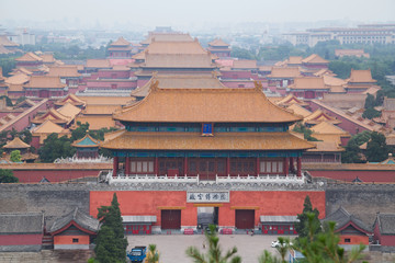 Forbidden Palace covered by smog and air pollution in Beijing,  China