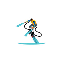 Fototapeta premium Flyboarding man. Vector Illustration.
