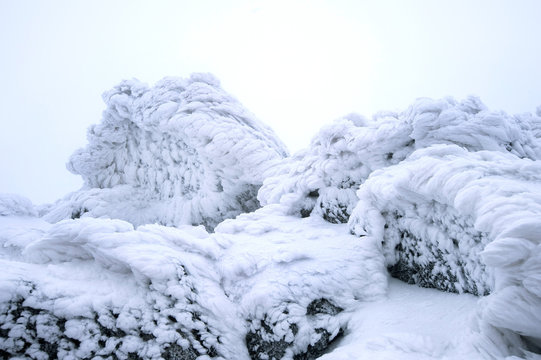 Wind painted Snow Texture Pattern on stone Background, Winter ba