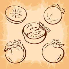 Fruits Persimmon Pictograms