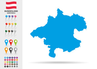 Map of Upper Austria in Austria