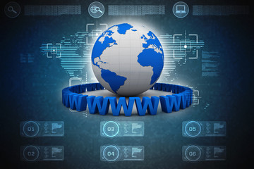3d illustration Network community concept . globe with www sign