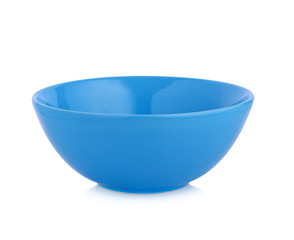 blue ceramic bowl on white background