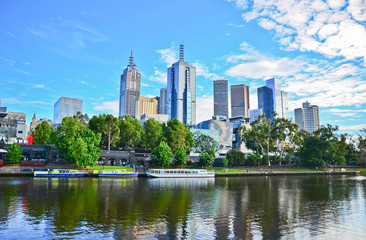 View of Melbourne skyline in summer