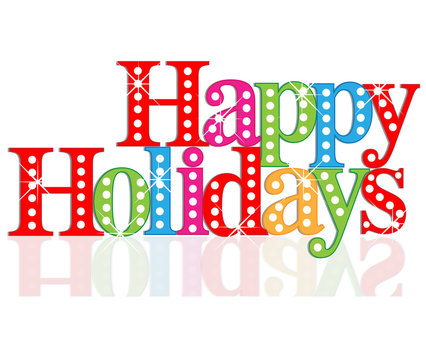 Happy holidays lights vector sign