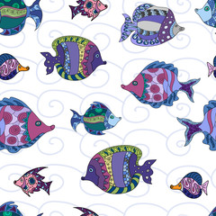 Seamless pattern with fish pattern