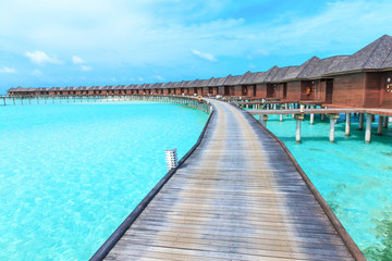  beach with water bungalows Maldives