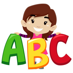 Girl Holding ABC