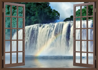 Open window view to Tinuy-an Falls near Bislig City, Mindanao, Philippines - 98433054