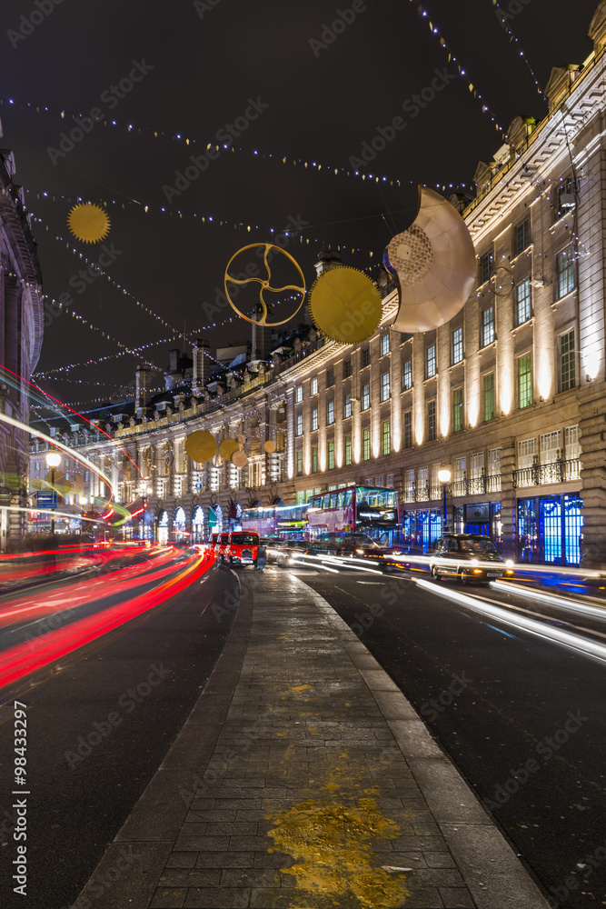 Canvas Prints Regent Street Christmas lights and decorations at night, London UK