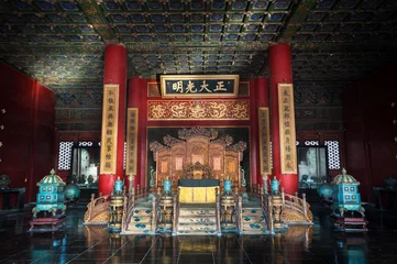 Fotobehang The Emperor's throne inside the Palace of Heavenly Purity at the Forbidden City, Beijing © Stripped Pixel