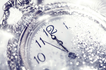 Naklejka na ściany i meble Old watch pointing midnight - New Year concept