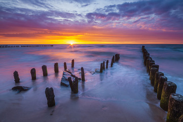 spectacular, colorful sunset over theBaltic  sea
