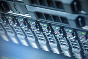 Array disk storage in data center with depth of field from top v