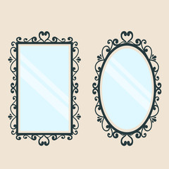 mirror square and oval on a background 