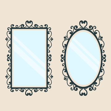 Mirror Square And Oval On A Background 