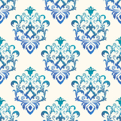 Watercolor seamless wallpapers in the style of Baroque . Can be used for backgrounds and page fill web design. Vector Illustration