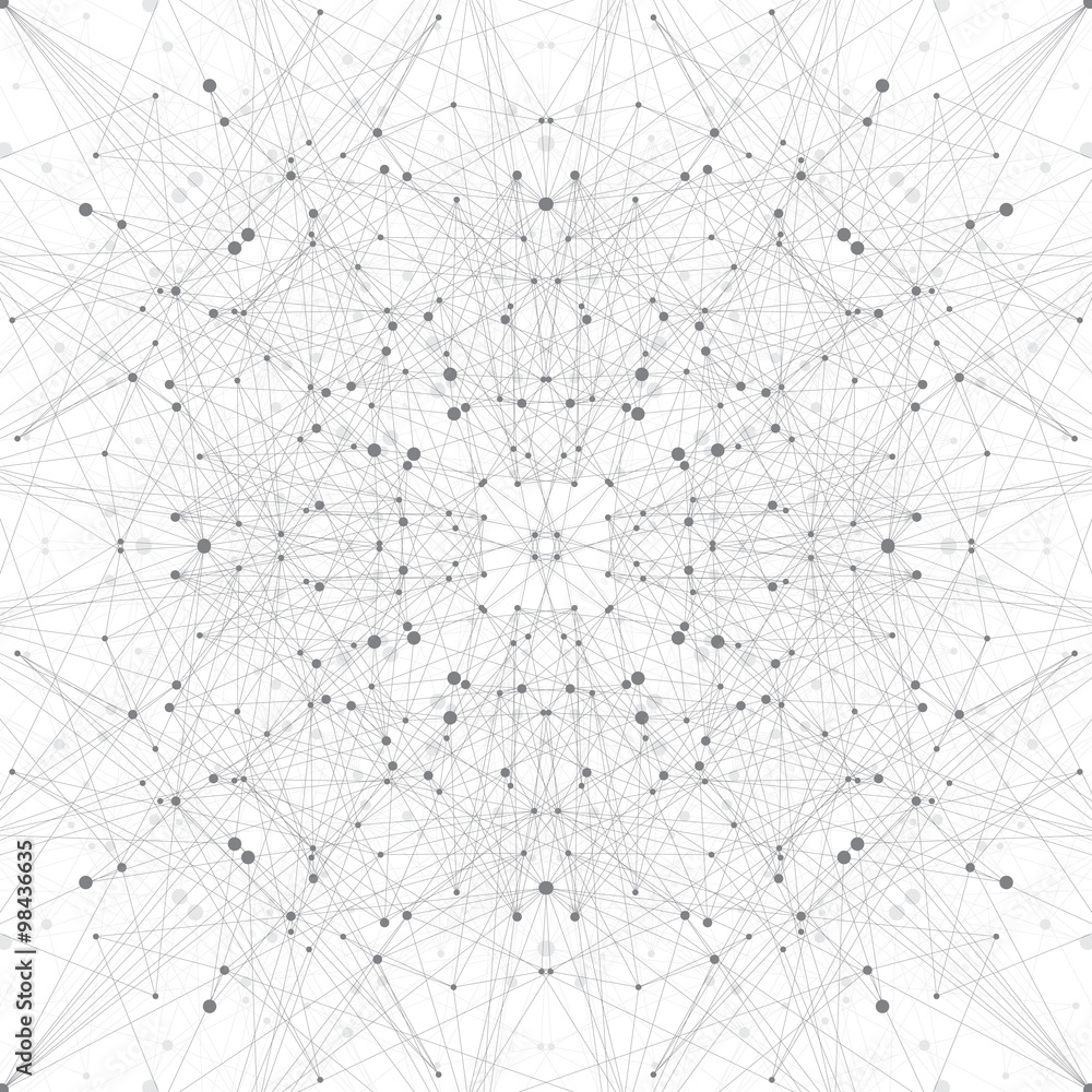 Poster technology grey background molecule and communication . connected lines with dots .vector illustrati