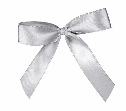 Silver festive bow isolated