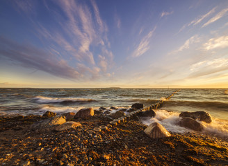 sunset over the sea beach