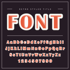 Vector Retro Font. Vintage Alphabet with uppercase and lowercase letters