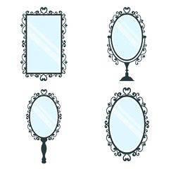 vintage mirror set on a white background