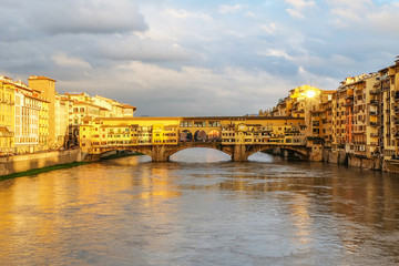 Florence, Ponte Vecchio Scenics, sunny day.