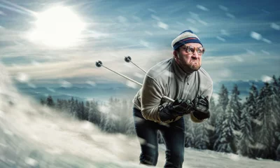 Crédence de cuisine en verre imprimé Sports dhiver Man skiing